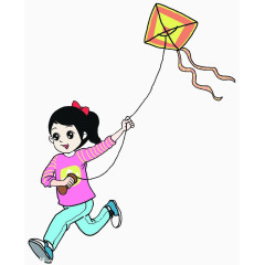 放风筝的小女孩