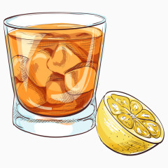 卡通手绘夏日元素冰镇果汁