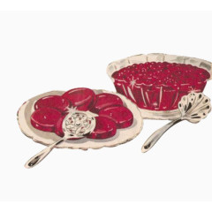 盘子里的红色果冻