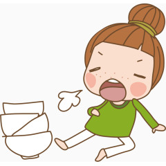 吃撑的小女孩卡通人物装饰元素