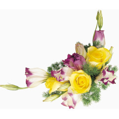 春天黄紫色花束装饰