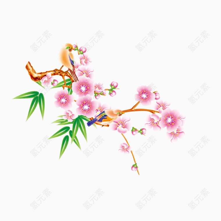 粉色手绘桃花