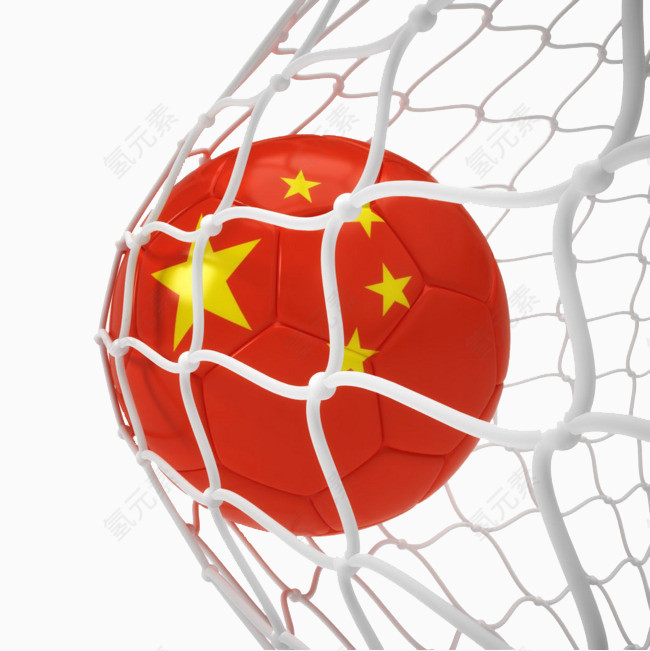 卡通创意中国国旗足球射门瞬间
