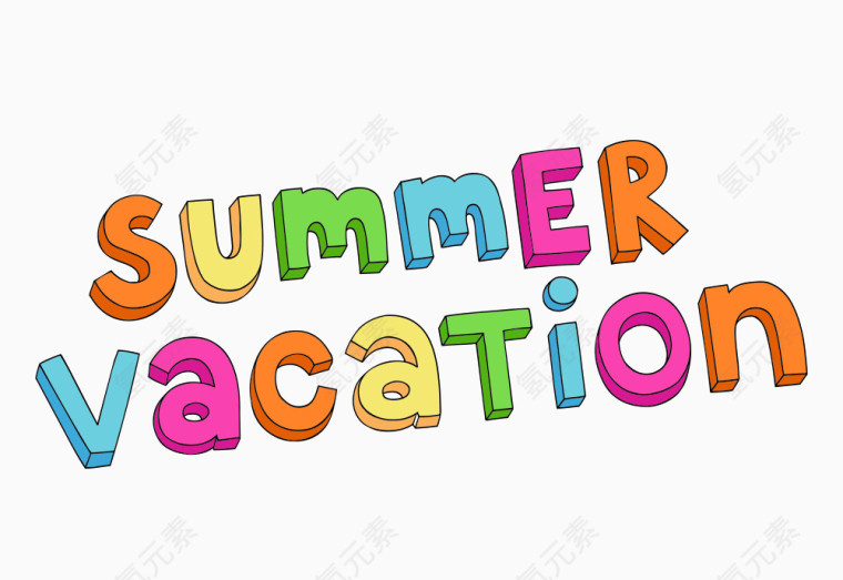 summer vacation 卡通字