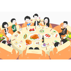 聚餐的人物图案