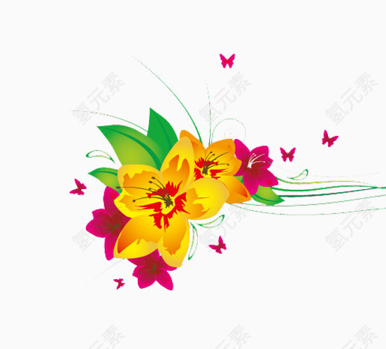 鲜花绿叶花框花边
