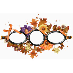 卡通落叶小花装饰蝴蝶结相框