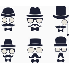 矢量戴帽子眼镜小胡子男士