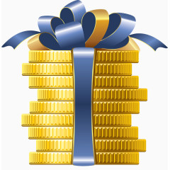 一堆金币卡通手绘