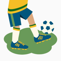 卡通小孩玩踢足球