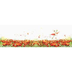 春天卡通手绘小花花丛