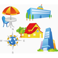 房子大楼指南针矢量素材