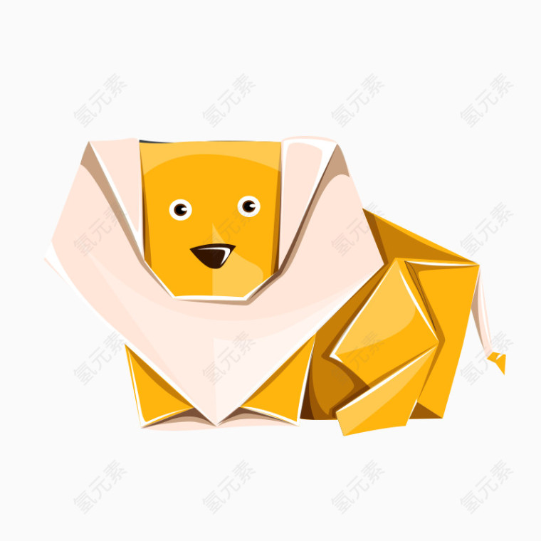 可爱的折纸狮子图案矢量素材