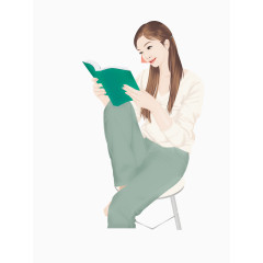矢量看书的女孩