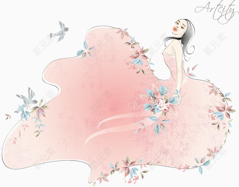 拜金女时尚插画