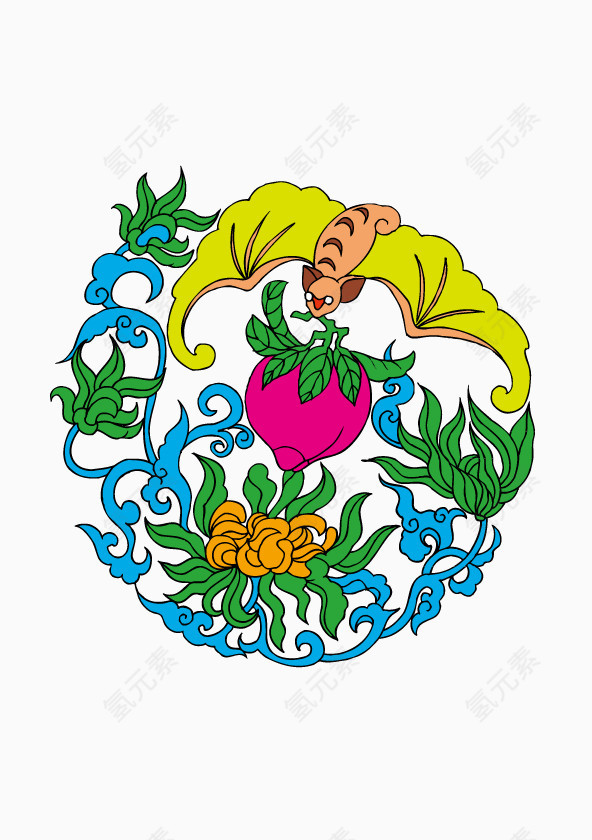 卡通中国吉祥刺青图案元素