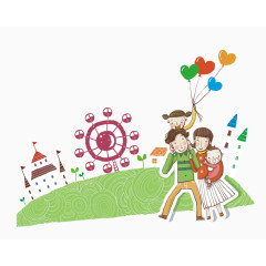 卡通手绘一家人