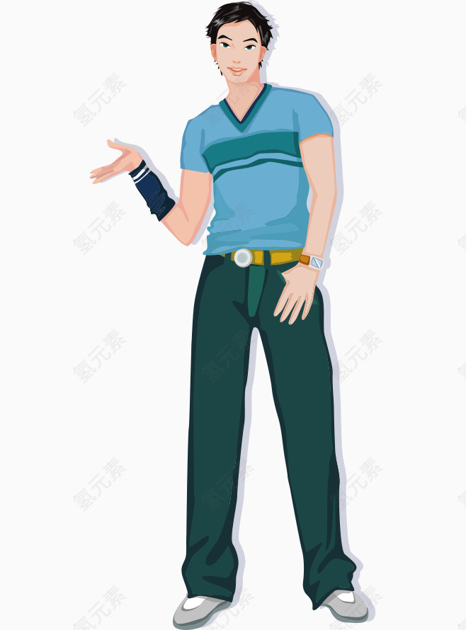 卡通手绘短发运动装男人