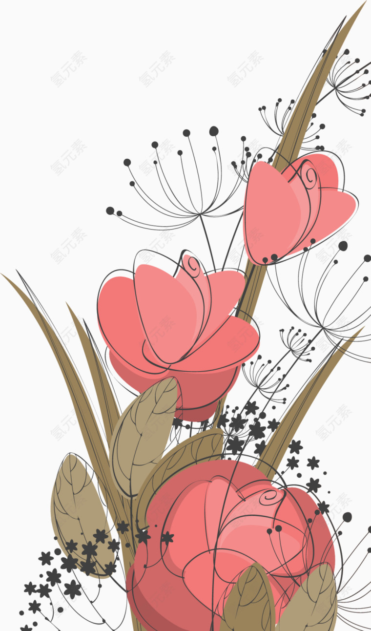 线条花朵粉色