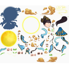 手绘中国风卡通游戏图标素材