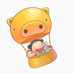 坐热气球的孩子