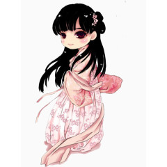 粉色印花汉服少女