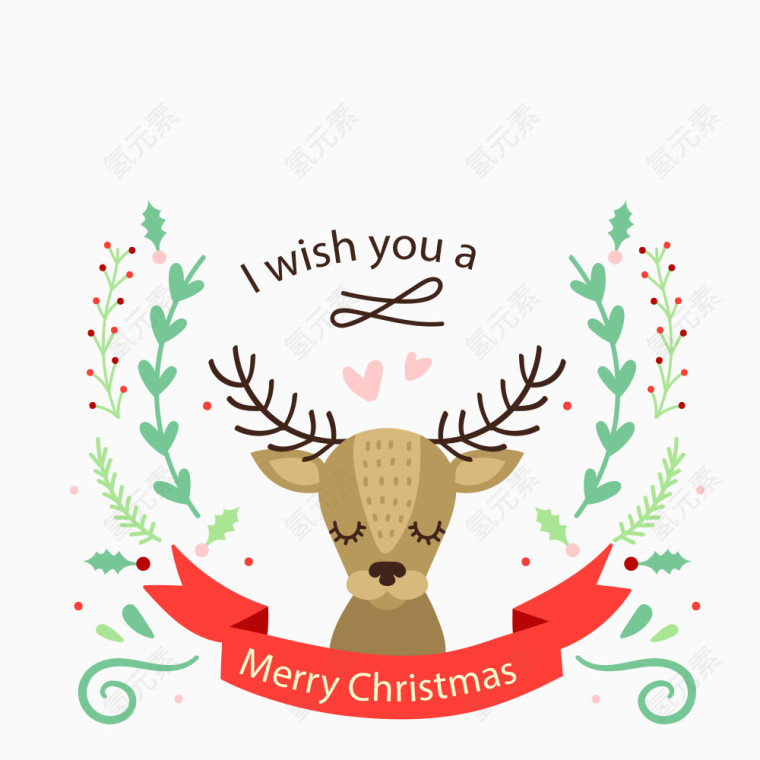 可爱的圣诞驯鹿卡