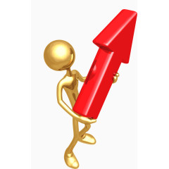 抱着红箭头的小金人