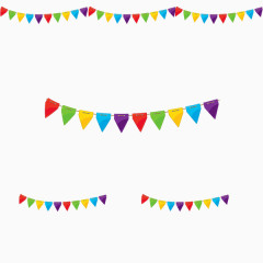 五彩彩旗喜庆装饰元素卡通彩旗