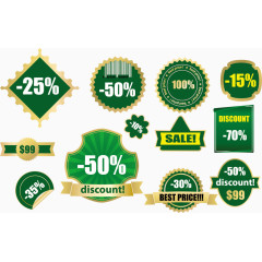 绿色清新促销标签合集