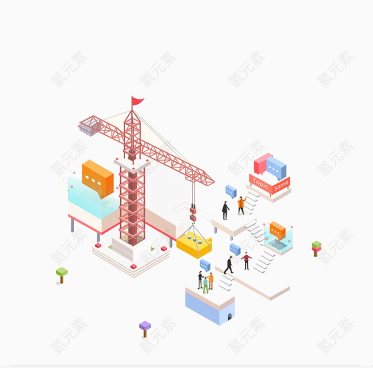 卡通立体建设场景