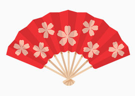 卡通红色樱花扇子