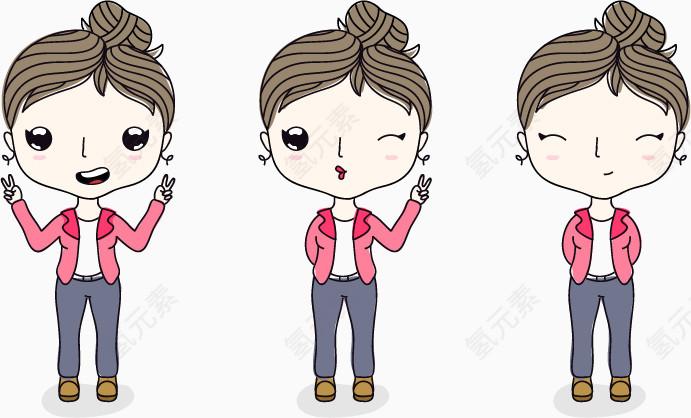 卡通手绘小清新便衣少女