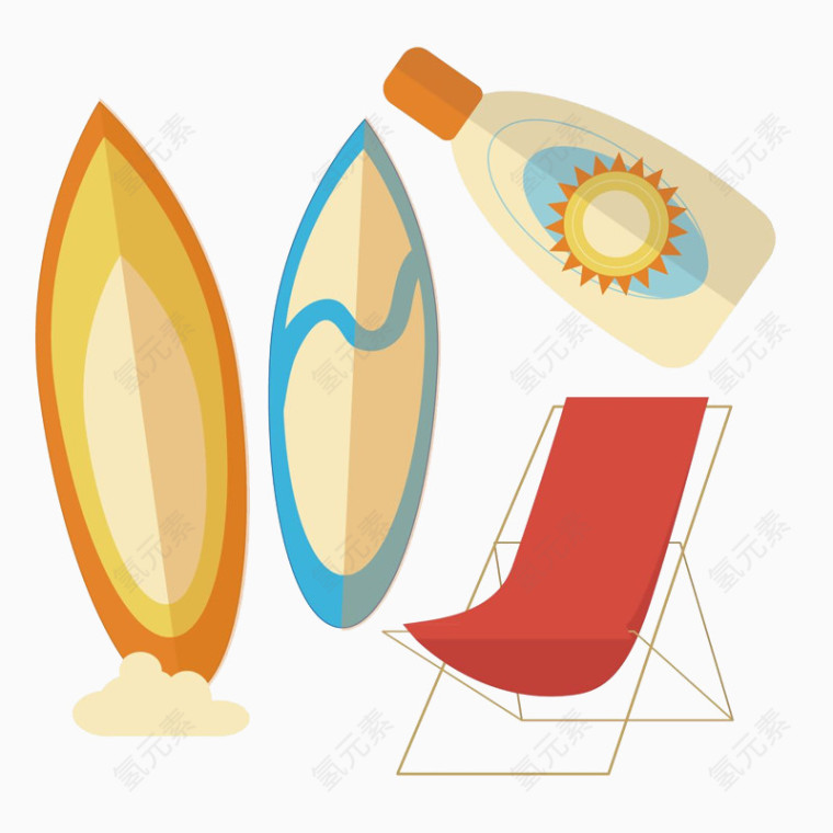 夏日海边冲浪晒太阳