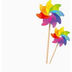 卡通矢量装饰元素彩色风车