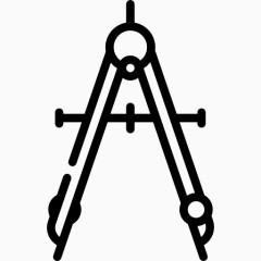 科学研究学习系列全套线框图标圆规