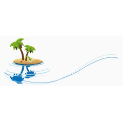 卡通清新夏日椰树小岛