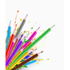 油漆颜料与彩色铅笔图片