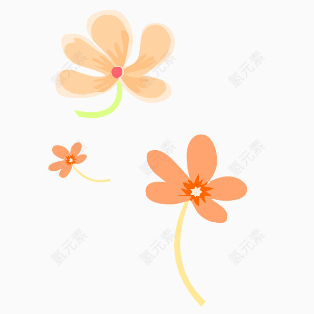 橙色清新花朵漂浮素材