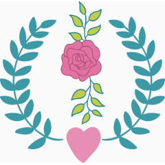 稻麦玫瑰花叶子心形水彩手绘装饰元素