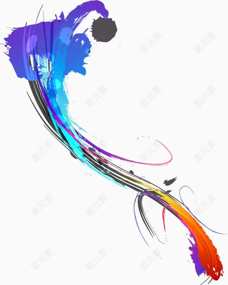 蓝色水墨动感线条