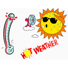 夏季炎热温度计太阳装饰