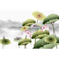 水墨荷塘端午插画