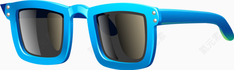 逼真夏日蓝色墨镜
