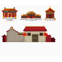 卡通年货节春节素材景点