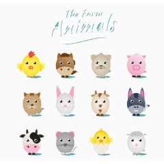 12款卡通农场动物矢量素材