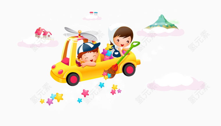 卡通手绘儿童旅游