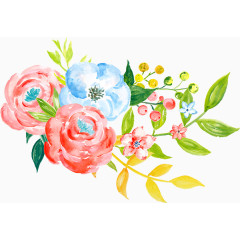 卡通手绘红色花卉树叶装饰