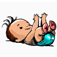 手绘躺着的可爱婴儿 