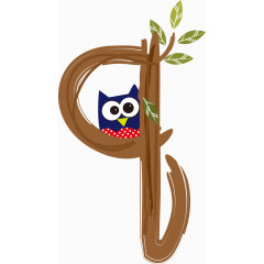 卡通猫头鹰英文字母Q